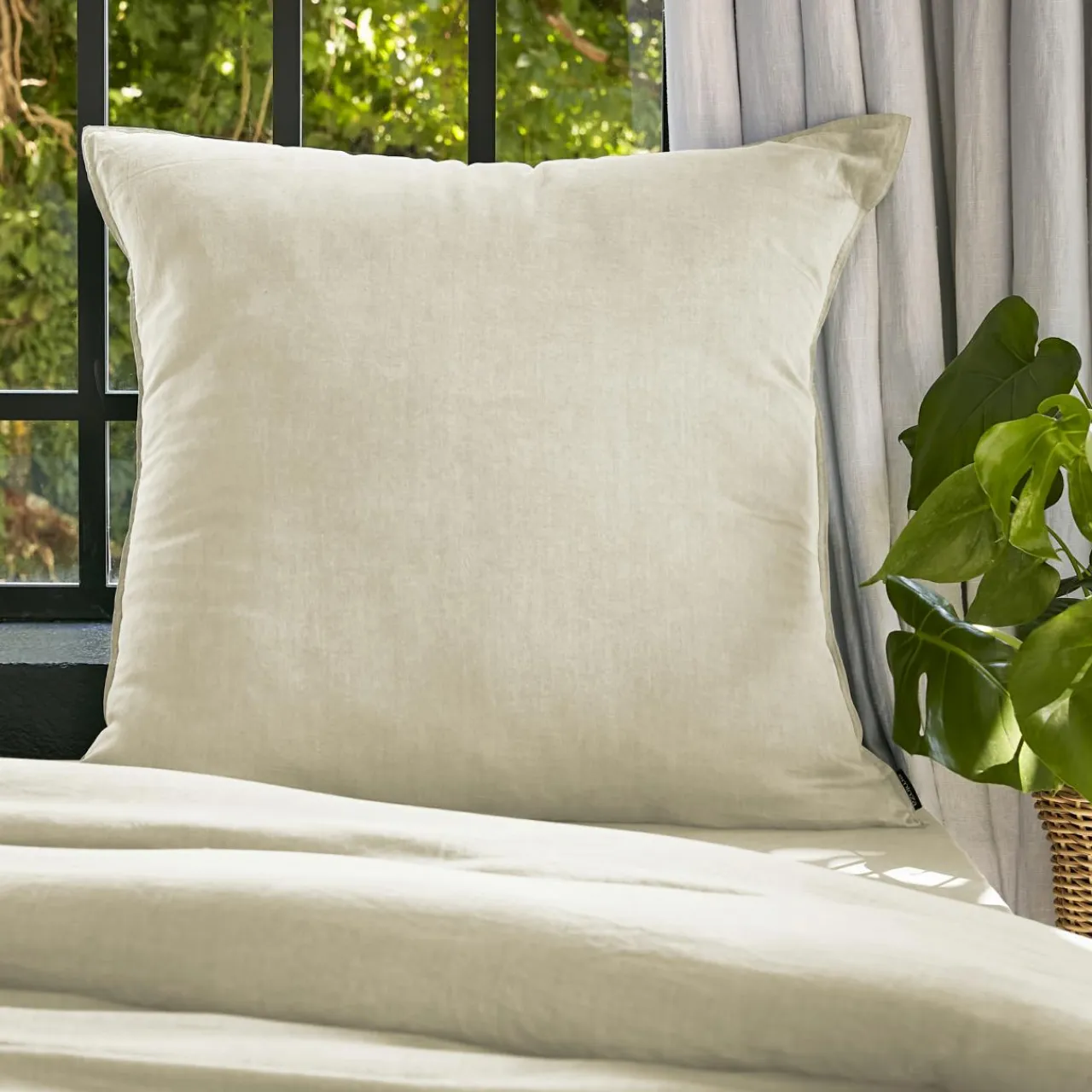 EMINZA Taie d'oreiller carrée lyocell Tencel™ lavé (80 x 80 cm) Olivia pampa Beige Best