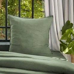 EMINZA Taie d'oreiller carrée lyocell Tencel™ lavé (63 x 63 cm) Olivia Vert romarin Outlet