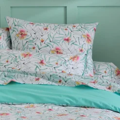 TRADI LINGE Taie d'oreiller carrée percale de coton (65 x 65 cm) Roxane Multicolore Discount