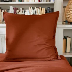 EMINZA Taie d'oreiller carrée percale de coton (65 x 65 cm) Cali Terracotta Sale
