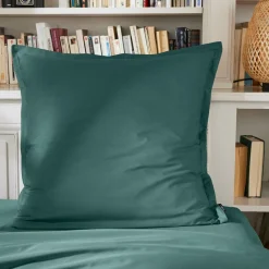 EMINZA Taie d'oreiller carrée percale de coton (65 x 65 cm) Cali Bleu canard Sale