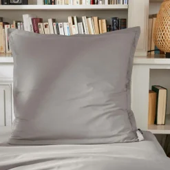 EMINZA Taie d'oreiller carrée percale de coton (65 x 65 cm) Cali Gris clair Discount