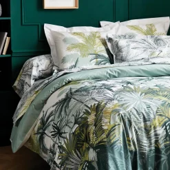 TRADILINGE Taie d'oreiller carrée percale de coton (65 x 65 cm) Trinidad Mousson Verte Multicolore Outlet