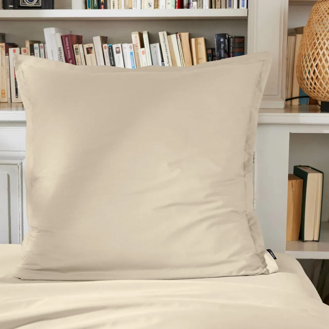 EMINZA Taie d'oreiller carrée percale de coton (80 x 80 cm) Cali Beige New