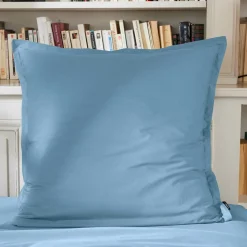 EMINZA Taie d'oreiller carrée percale de coton (65 x 65 cm) Cali Bleu Ciel New
