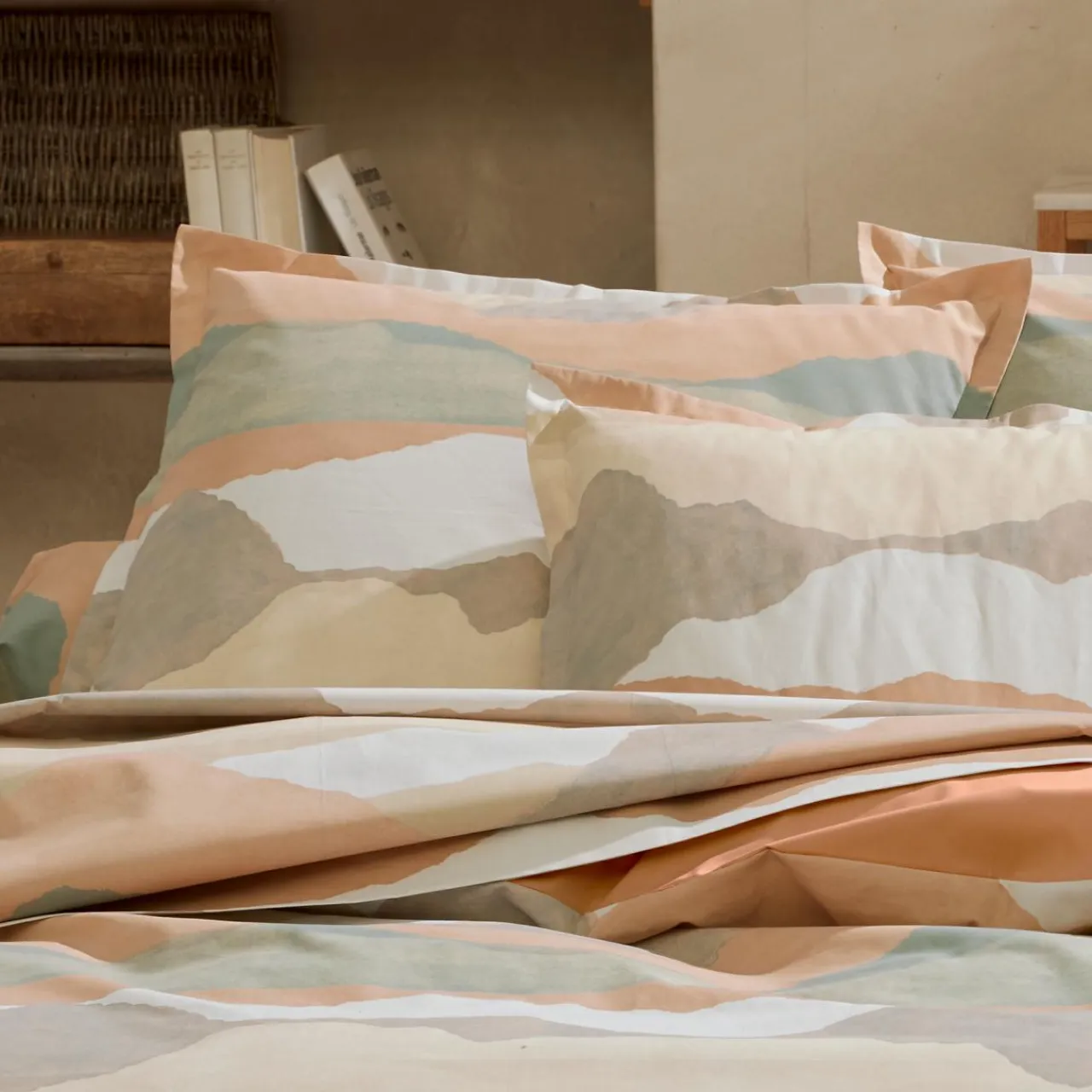 TRADI LINGE Taie d'oreiller carrée percale de coton (65 x 65 cm) Land Craie Beige Clearance