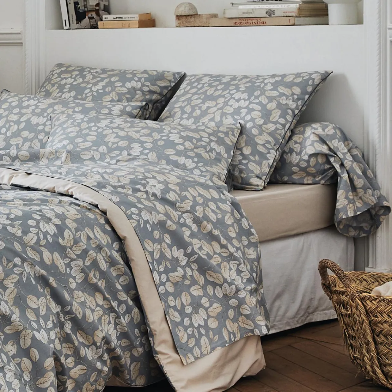 TRADILINGE Taie d'oreiller carrée percale de coton (65 x 65 cm) Lison e Gris Online