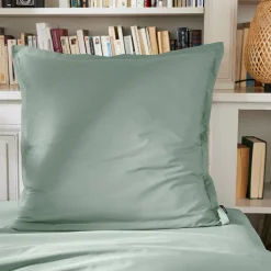 EMINZA Taie d'oreiller carrée percale de coton (80 x 80 cm) Cali Vert Eucalyptus New