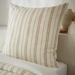 EMINZA Taie d'oreiller carrée réversible coton texturé et percale (80 x 80 cm) Alice Ficelle Clearance