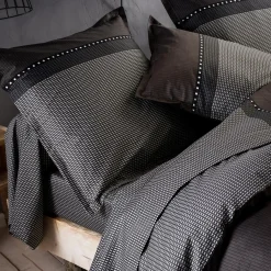 TRADI LINGE Taie d'oreiller carrée satin de coton (65 x 65 cm) Enzo e Noir Best
