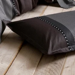 TRADI LINGE Taie d'oreiller carrée satin de coton (65 x 65 cm) Enzo e Noir Best