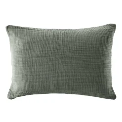 EMINZA Taie d'oreiller quadruple gaze de coton (50 x 80 cm) Victoria x Gaïa Vert romarin Hot