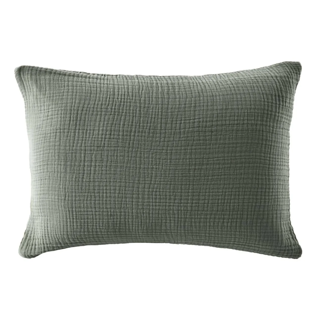 EMINZA Taie d'oreiller quadruple gaze de coton (50 x 80 cm) Victoria x Gaïa Vert romarin Hot
