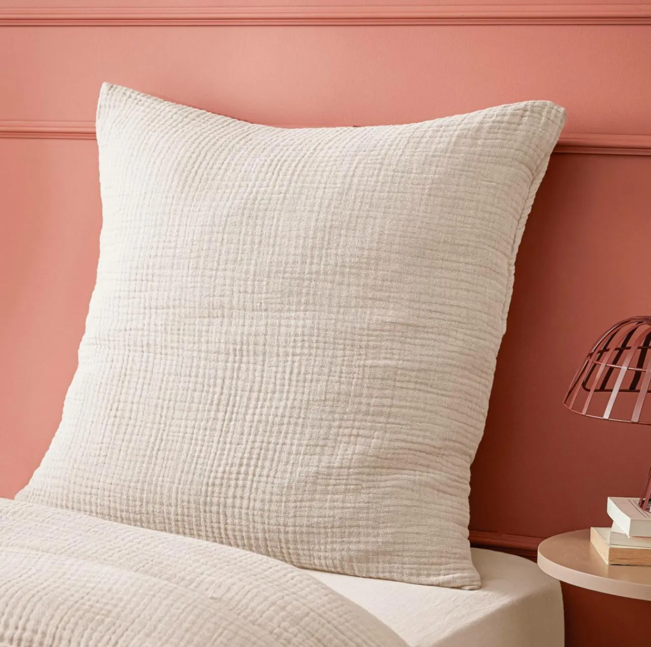 EMINZA Taie d'oreiller quadruple gaze de coton (60 x 60 cm) Victoria x Gaïa pampa Beige Outlet