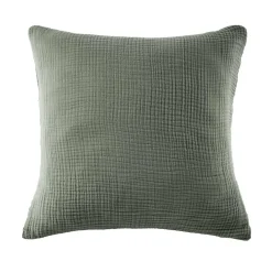 EMINZA Taie d'oreiller quadruple gaze de coton (60 x 60 cm) Victoria x Gaïa Vert romarin Outlet