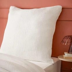 EMINZA Taie d'oreiller quadruple gaze de coton (80 x 80 cm) Victoria x Gaïa chantilly Blanc Sale