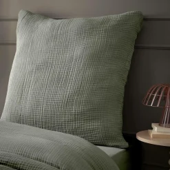 EMINZA Taie d'oreiller quadruple gaze de coton (80 x 80 cm) Victoria x Gaïa Vert romarin Sale
