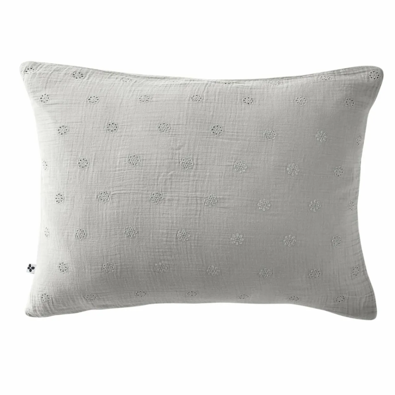 EMINZA Taie d'oreiller rectangulaire gaze de coton (50 x 70 cm) Gaïa Boho Gris nuage Gris clair Outlet