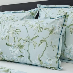 TRADILINGE Taie d'oreiller rectangulaire percale de coton (50 x 70 cm) Eléna Nil e Vert