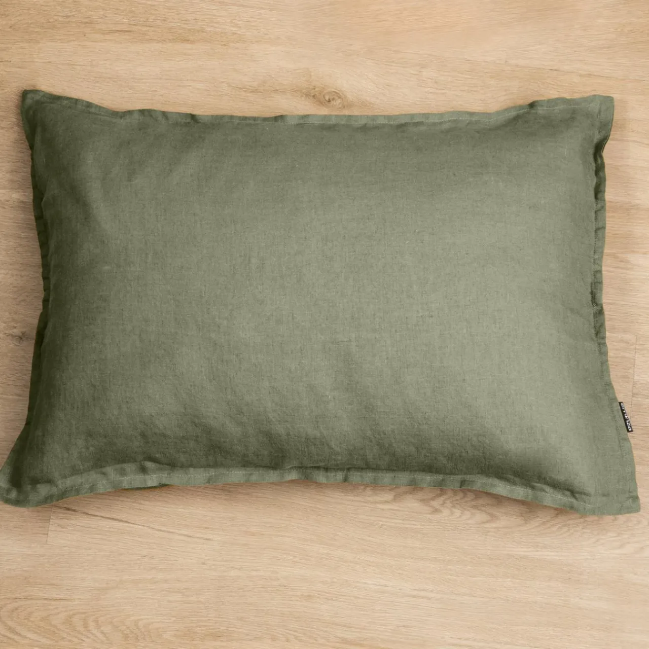 EMINZA Taie d'oreiller rectangulaire lin lavé (50 x 80 cm) Louise Vert romarin Best