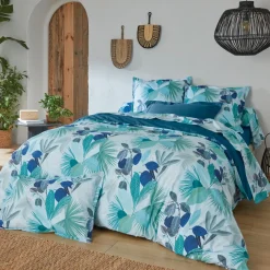 TRADILINGE Taie d'oreiller rectangulaire percale de coton (50 x 70 cm) Moorea e Bleu Hot
