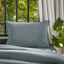 EMINZA Taie d'oreiller rectangulaire lyocell Tencel™ lavé (50 x 80 cm) Olivia stone Bleu Discount