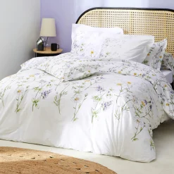 TRADILINGE Taie d'oreiller rectangulaire coton (50 x 70 cm) Foliflora he Blanc New
