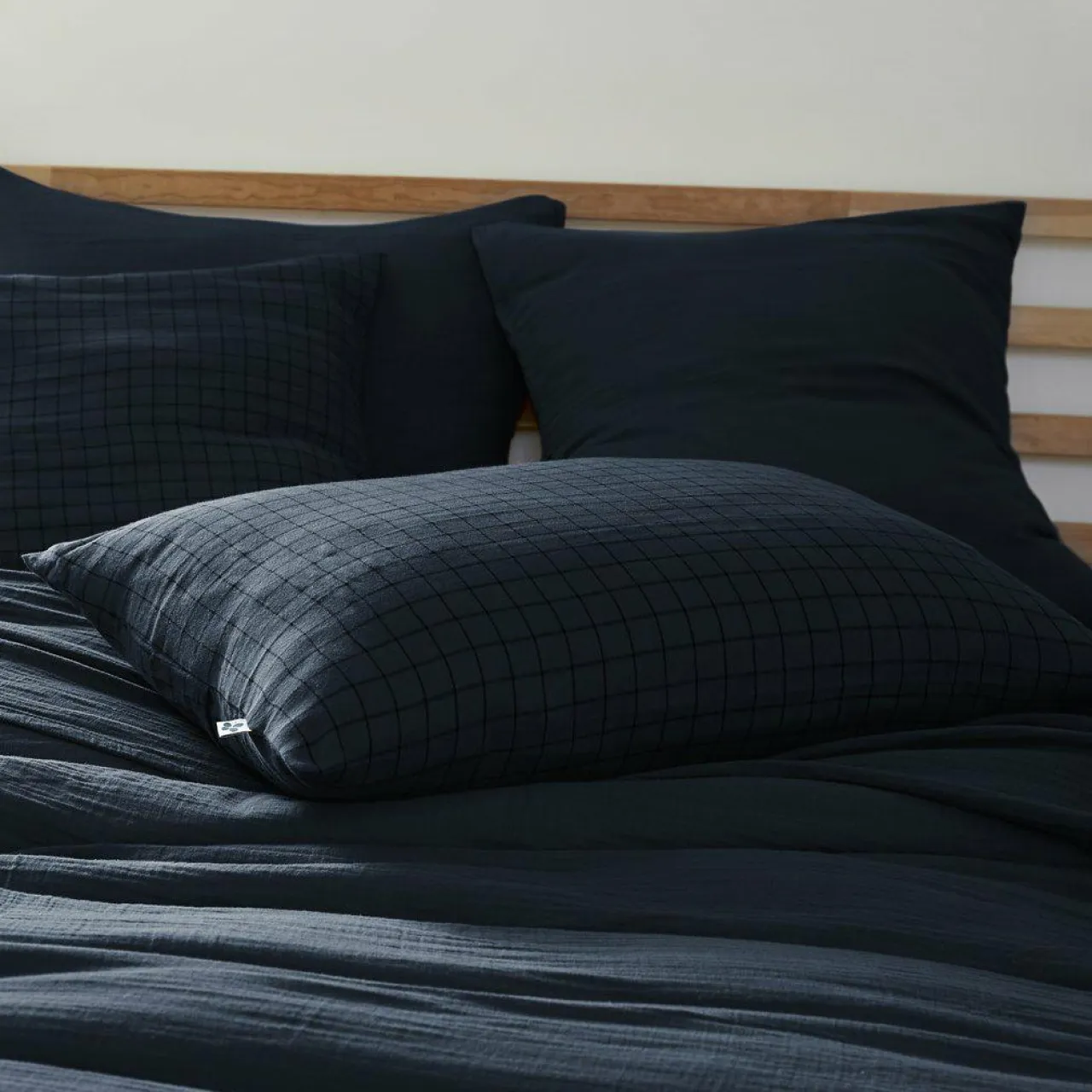 EMINZA Taie d'oreiller rectangulaire gaze de coton (50 x 70 cm) Gaïa Mix Bleu nuit Outlet