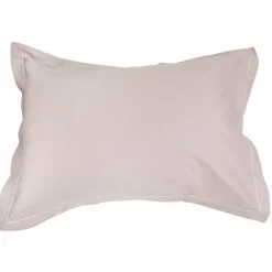 TRADI LINGE Taie d'oreiller rectangulaire coton Félicie ruban Rose clair Hot