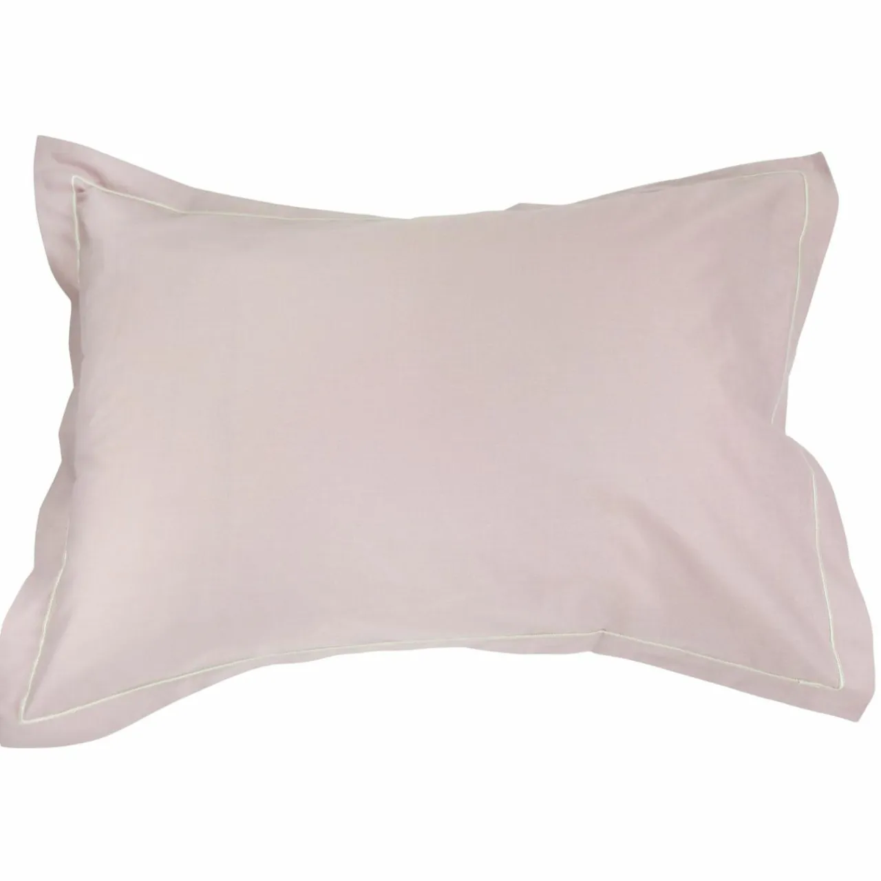 TRADI LINGE Taie d'oreiller rectangulaire coton Félicie ruban Rose clair Hot