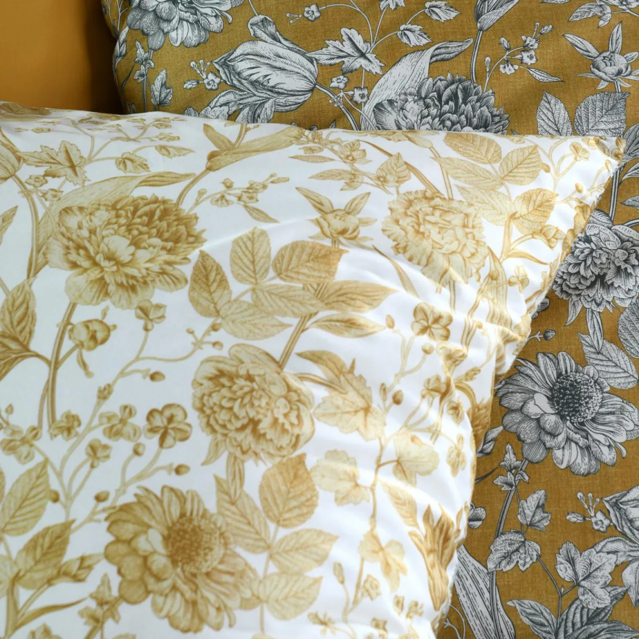 STOF Taie d'oreiller rectangulaire percale de coton (50 x 70 cm) Jacinthe Jaune moutarde
