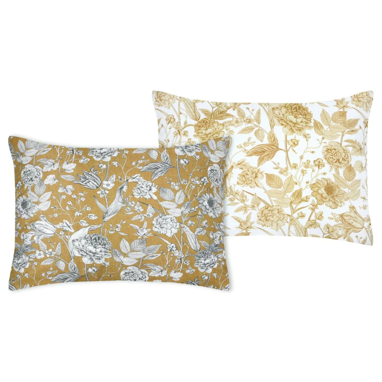 STOF Taie d'oreiller rectangulaire percale de coton (50 x 70 cm) Jacinthe Jaune moutarde