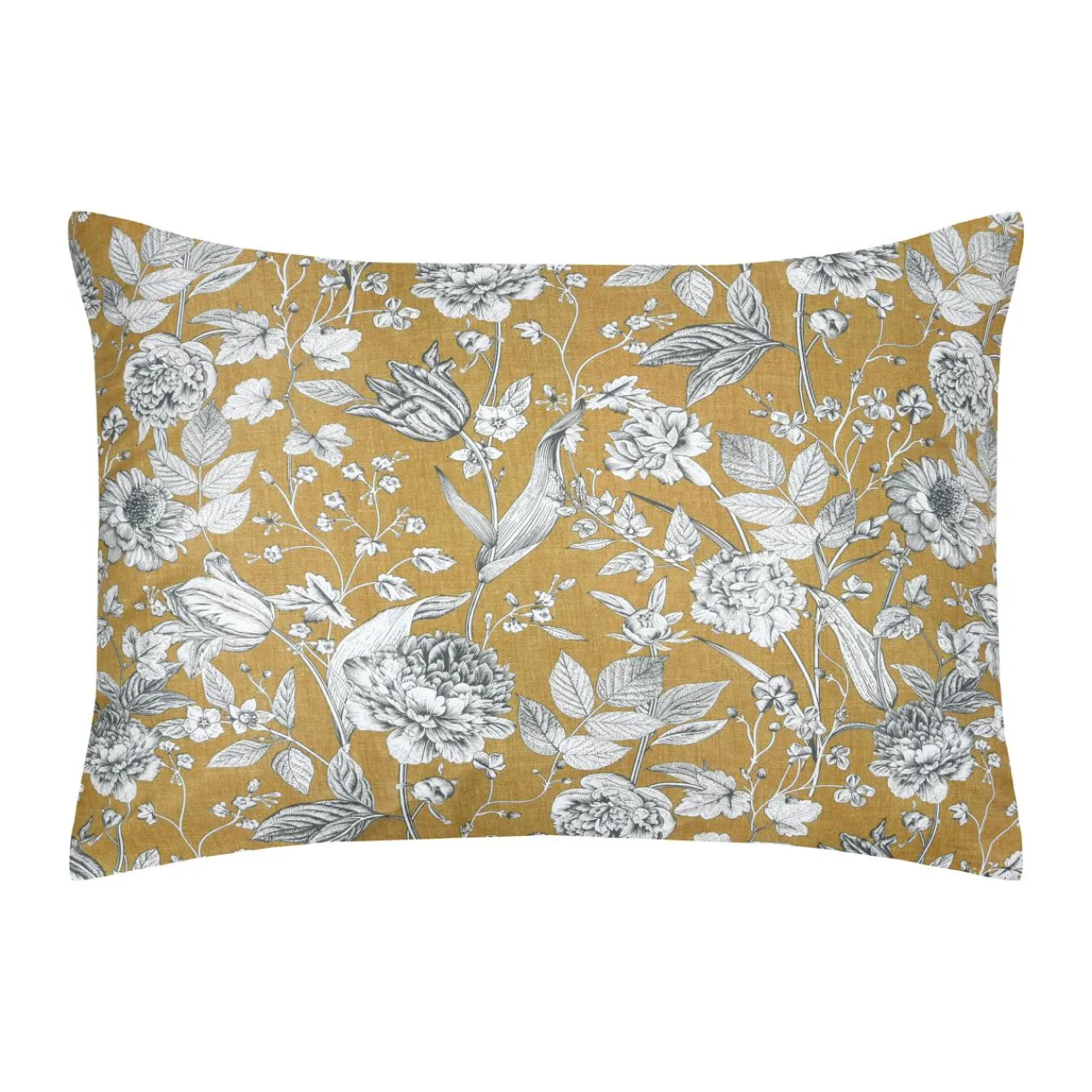 STOF Taie d'oreiller rectangulaire percale de coton (50 x 70 cm) Jacinthe Jaune moutarde