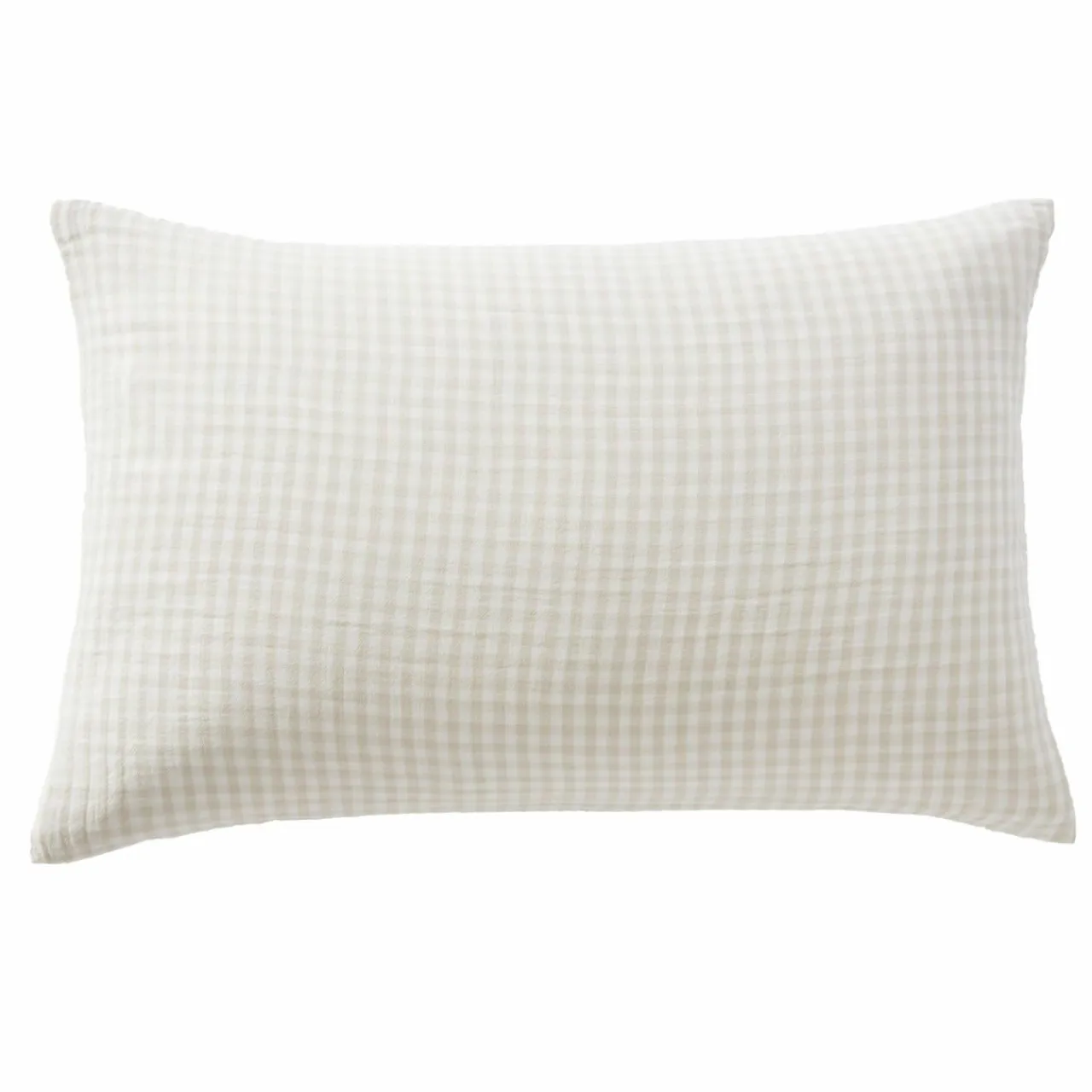 EMINZA Taie d'oreiller rectangulaire gaze de coton (50 x 70 cm) Gaïa vichy Beige Clearance