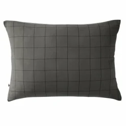 EMINZA Taie d'oreiller rectangulaire gaze de coton (50 x 70 cm) Gaïa Match Gris granit Gris foncé