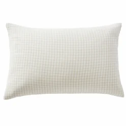EMINZA Taie d'oreiller Rectangulaire gaze de coton (50 x 80 cm) Gaïa Vichy beige Clearance