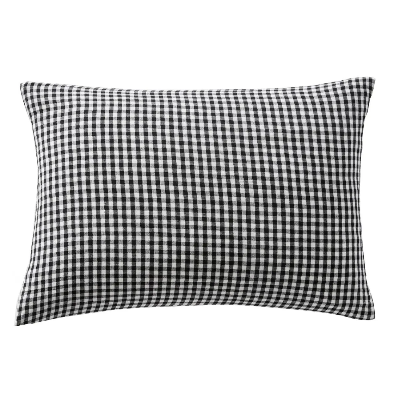 EMINZA Taie d'oreiller Rectangulaire gaze de coton (50 x 80 cm) Gaïa Vichy noir Best