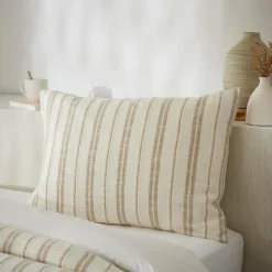 EMINZA Taie d'oreiller rectangulaire réversible coton texturé et percale (50 x 70 cm) Alice Ficelle Discount