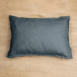 EMINZA Taie d'oreiller rectangulaire lin lavé (50 x 70 cm) Louise Gris ardoise Discount