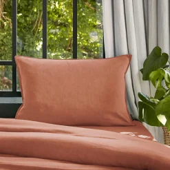 EMINZA Taie d'oreiller rectangulaire lyocell Tencel™ lavé (50 x 80 cm) Olivia Terracotta Sale