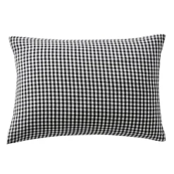 EMINZA Taie d'oreiller rectangulaire gaze de coton (50 x 70 cm) Gaïa vichy e Noir Best