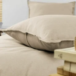 EMINZA Taie d'oreiller rectangulaire flanelle de coton (50 x 70 cm) Nina Beige Clearance