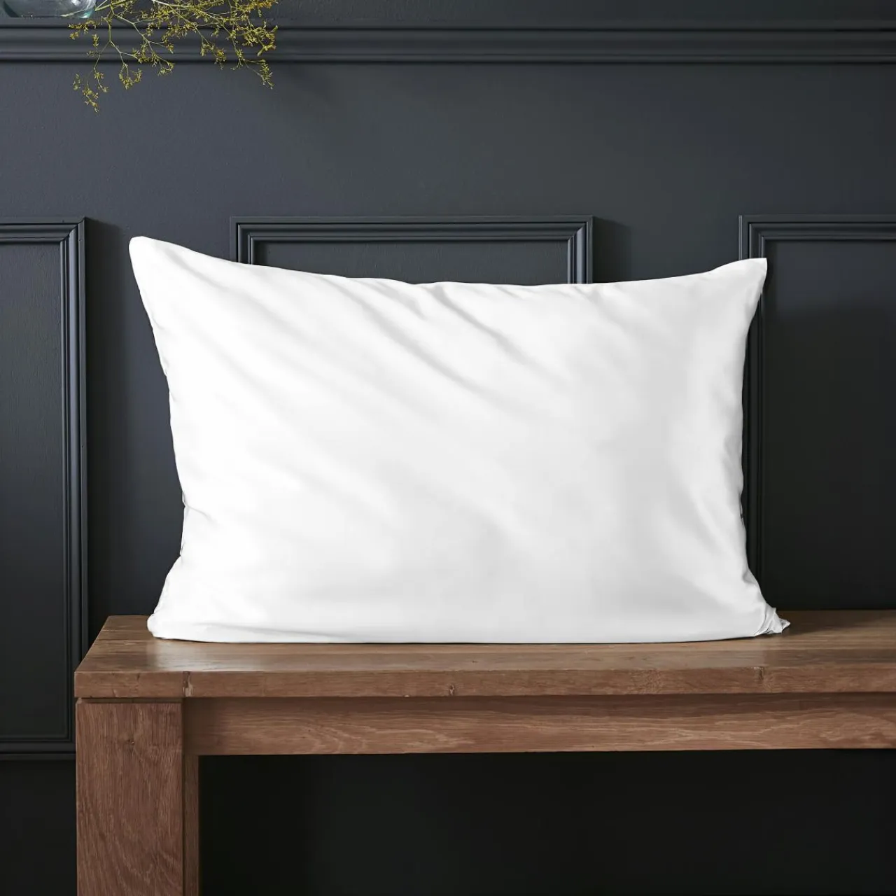 EMINZA Taie d'oreiller rectangulaire soie de mûrier (50 x 70 cm) Mizuki he Blanc New