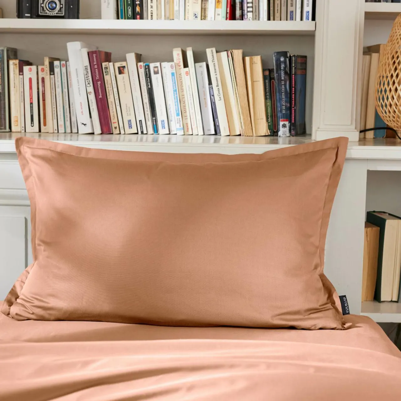 EMINZA Taie d'oreiller rectangulaire percale de coton (50 x 70 cm) Cali Rose Pêche New