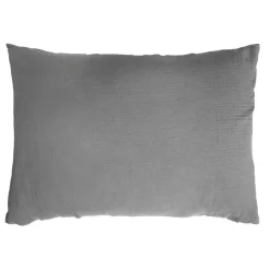 EMINZA Taie d'oreiller rectangulaire gaze de coton (50 x 70 cm) Gaïa Gris granit Gris foncé Discount