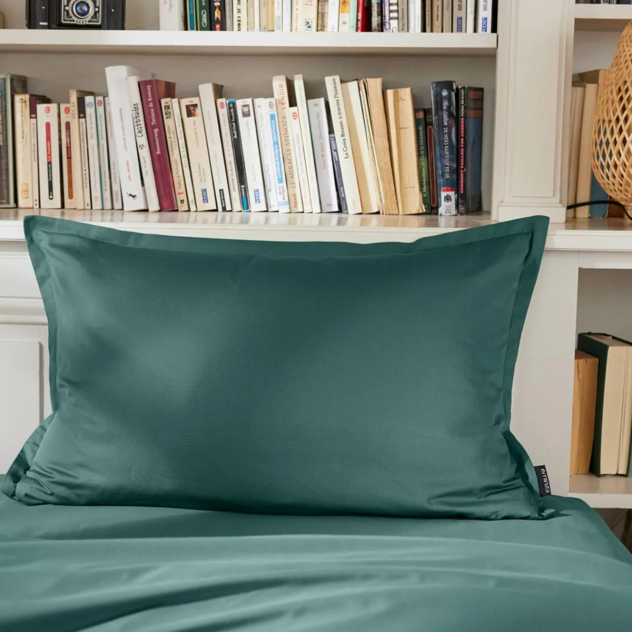 EMINZA Taie d'oreiller rectangulaire percale de coton (50 x 70 cm) Cali Bleu canard Outlet