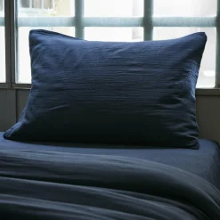 EMINZA Taie d'oreiller rectangulaire gaze de coton (50 x 80 cm) Gaïa Bleu nuit Clearance