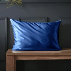 EMINZA Taie d'oreiller rectangulaire soie de mûrier (50 x 70 cm) Mizuki Bleu marine Discount
