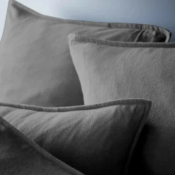 EMINZA Taie d'oreiller rectangulaire flanelle de coton (50 x 70 cm) Nina Gris Anthracite