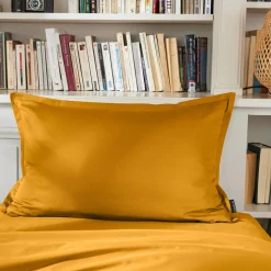 EMINZA Taie d'oreiller rectangulaire percale de coton (50 x 80 cm) Cali Jaune moutarde Discount